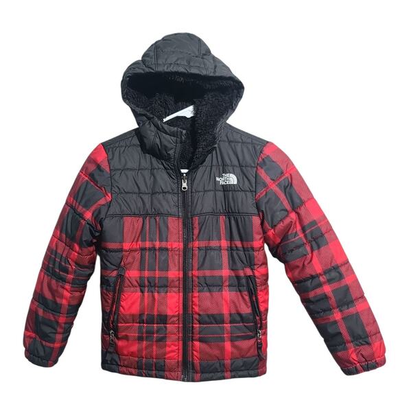The North Face Boys’ Red Plaid Reversible Mount Chimborazo Jacket Size Small 7/8 - Picture 1 of 10